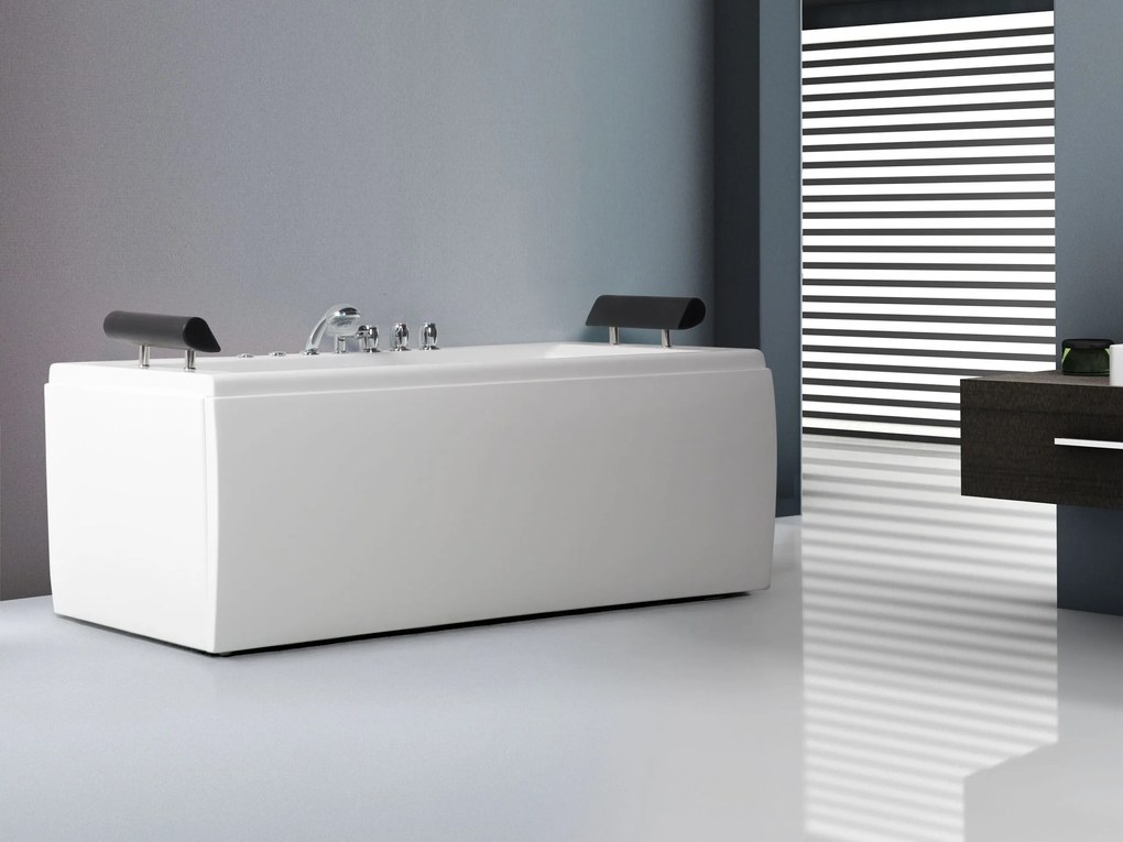Vírivá vaňa s LED osvetlením 172 x 83 cm biela MONTEGO Beliani