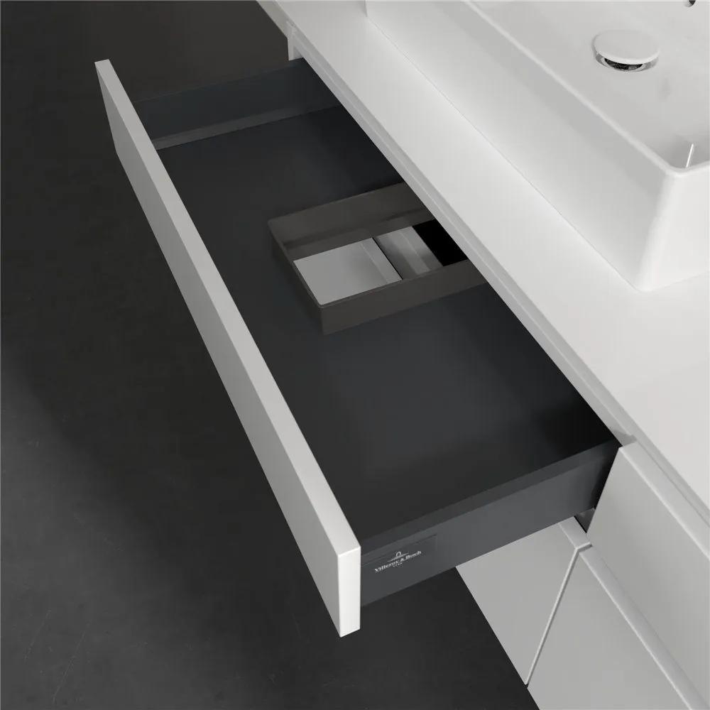 VILLEROY &amp; BOCH Legato závesná skrinka pod dve umývadlá na dosku, 4 zásuvky, 1600 x 500 x 550 mm, Glossy White, B67700DH