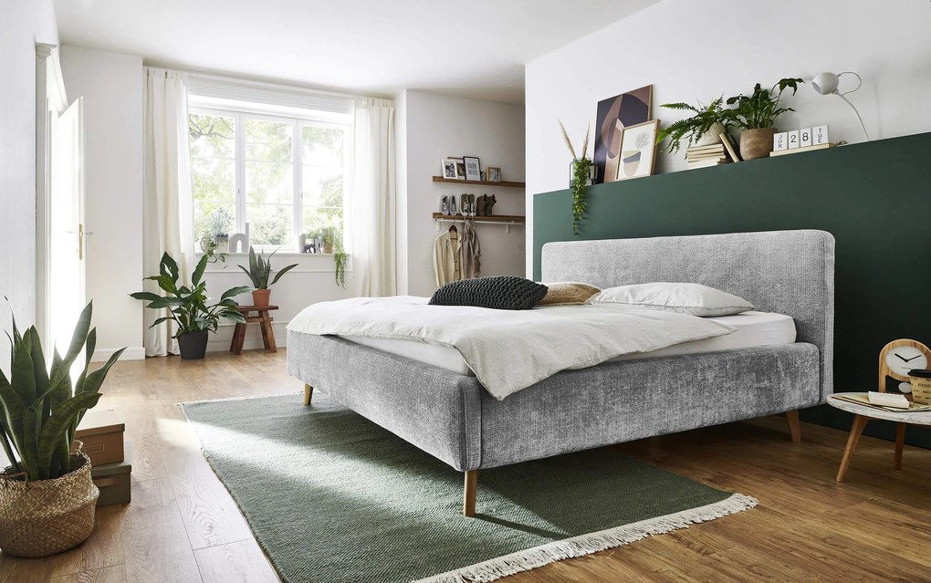 Dvojlôžková posteľ taupe 160 x 200 cm chenille sivá MUZZA