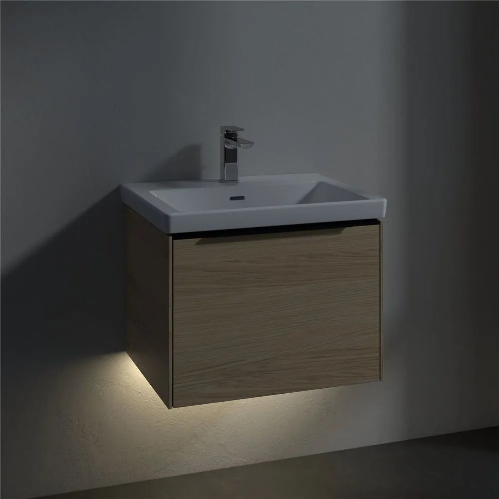 VILLEROY &amp; BOCH Subway 3.0 závesná skrinka pod umývadlo, 1 zásuvka, s LED osvetlením, 572 x 478 x 429 mm, Nordic Oak, C577L1VJ