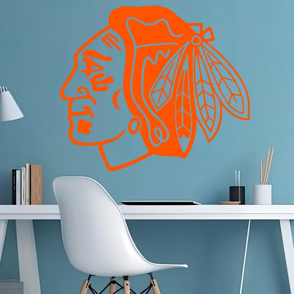 Veselá Stena Samolepka Hokejový tím Chicago Blackhawks Farba: černá, Veľkosť: 60 x 52 cm