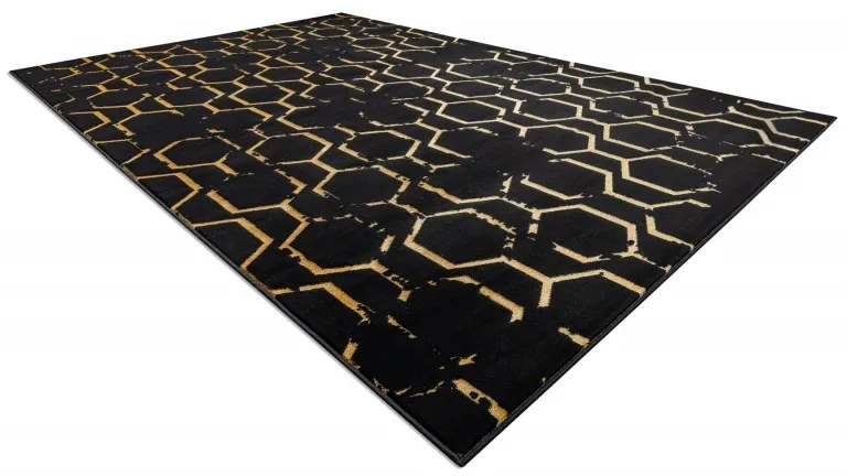 Kusový koberec Gloss 407C 86 black/gold, 160x220, čierna, chodba / predsieň, Dywany Łuszczów