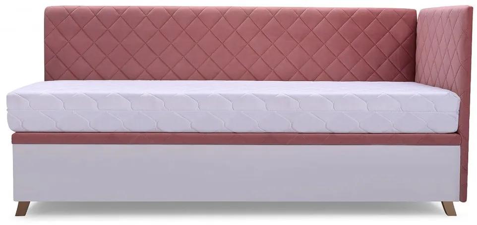Čalúnená posteľ SOLO - FIDO | ružová 80 x 200 cm Farba: Ružová, Prevedenie: pravé