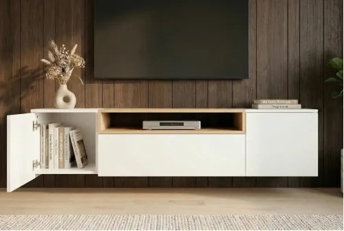 TV-skrinka 47807 Loft 160cm Biela/Prírodná Dub Dyha - Komfort-nábytok