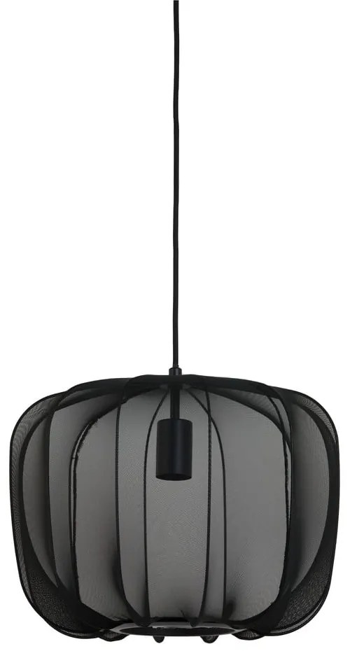 Čierne závesné svietidlo s textilným tienidlom ø 40 cm Plumeria – Light & Living
