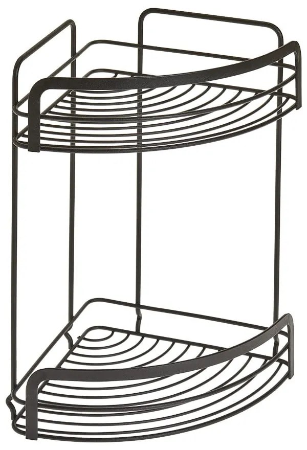 Čierna rohová dvojposchodová kúpeľňová polička Metaltex Origin Lava