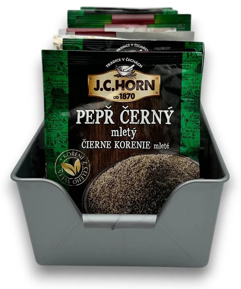 FLORENTYNA Organizér na korenie vo vrecúškach, zásobník, BEN5 - sivá, 30x14x8