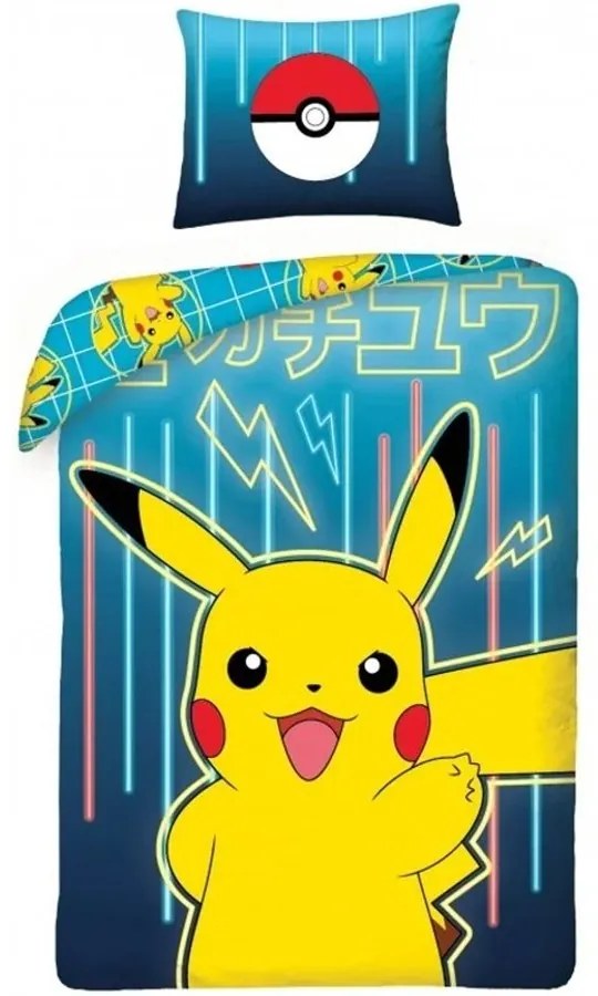 Bavlnené posteľné obliečky Pokémon Pikachu - 100% bavlna - 70 x 90 cm + 140 x 200 cm