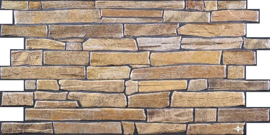 Obkladové panely 3D PVC 53891, rozmer 977 x 493 mm, hrúbka 0,4 mm, břidlice hnedá, REGUL