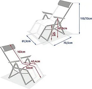 DEOKORK Hliníkové kreslo relaxačné MALTA (ivory)