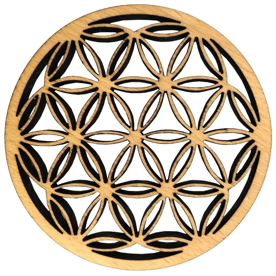AMADEA Drevený podtácok okrúhly mandala, masívne drevo, priemer 10,5 cm