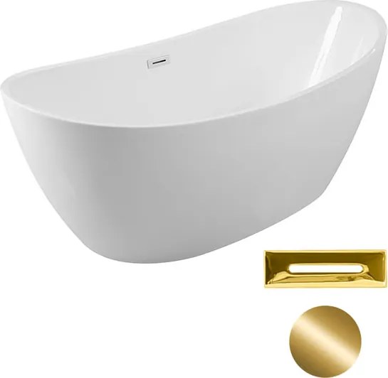 Besco Akrylátová voľne stojaca vaňa Ayla 170x80 BESCO-Typ výpuste: Click-Clack s prepadom, čierna, BESCO-Rozmery: 170x80, BESCO-Farba: Biela