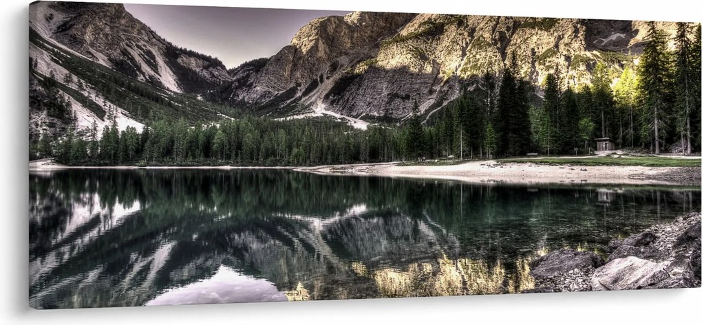 Obraz jazera v horách (120x50 cm)