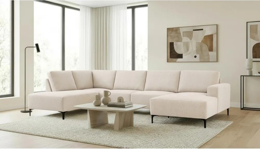 Béžová ženilková rohová pohovka (ľavý roh/do tvaru "U") Fabian – Scandic