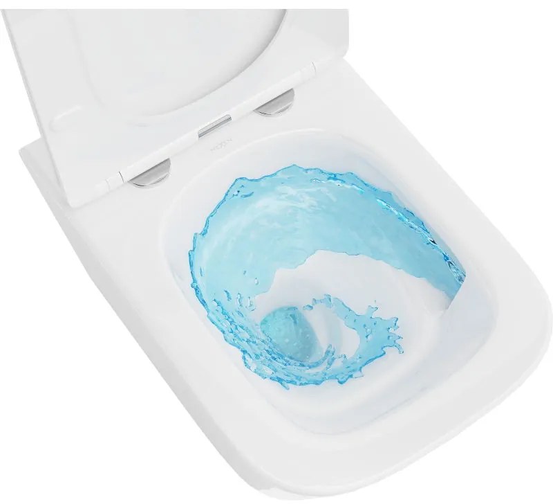 Mexen Teo, závesná WC misa 510x345x340 mm, Rimless Tornádo + WC sedadlo z duroplastu, biela lesklá, 30850600T