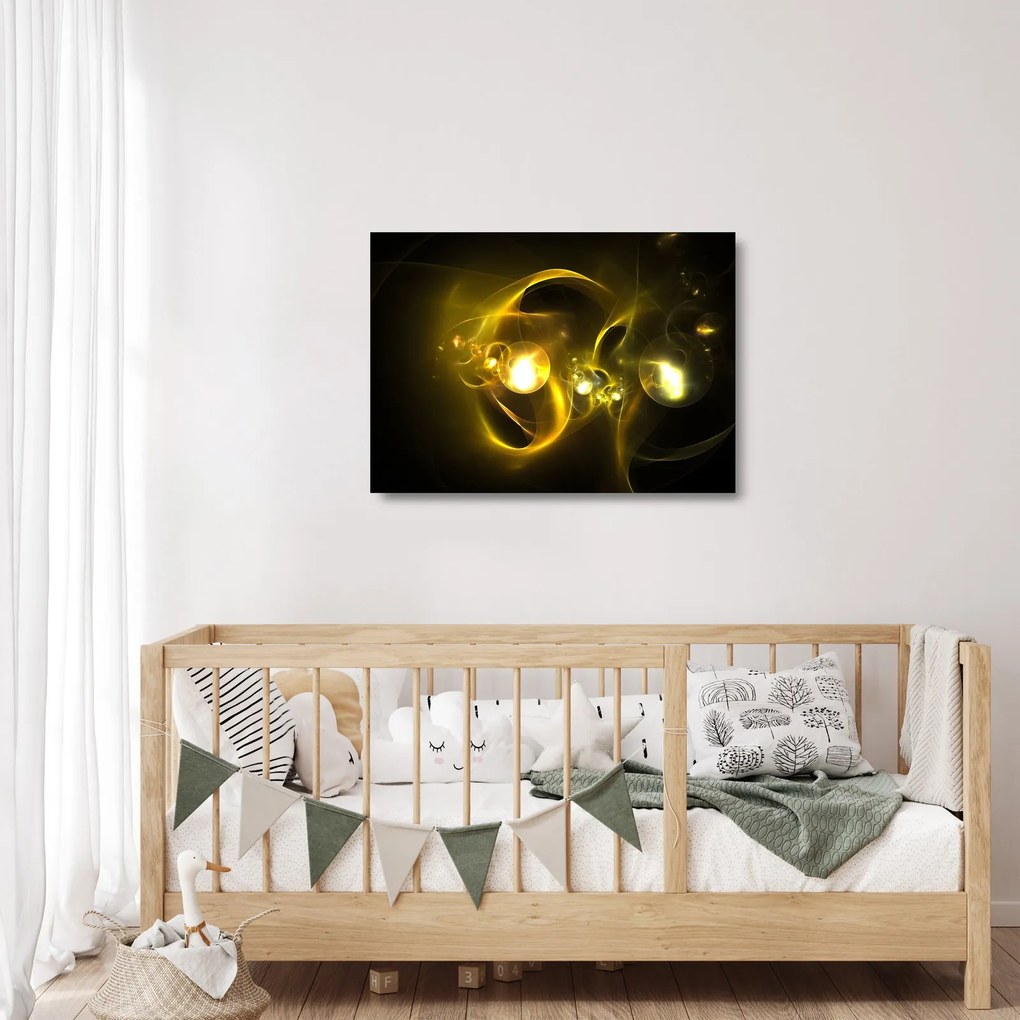 Abstraktný sklenený obraz žltých gulí (70x50 cm)