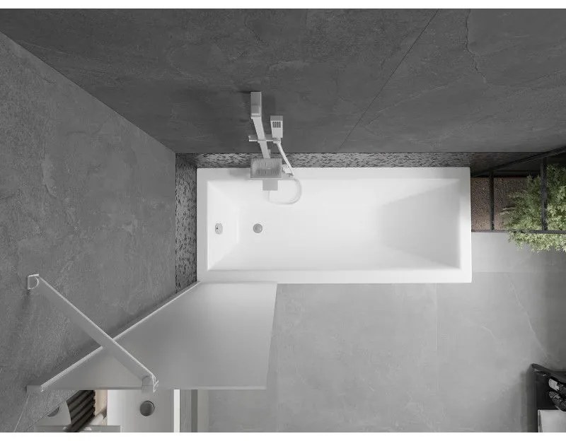 Mexen Next, vaňová zástena 1-krídlová 50 x 150 cm, fixné krídlo, 6 mm námraza sklo, biely profil, 895-050-000-00-30-20