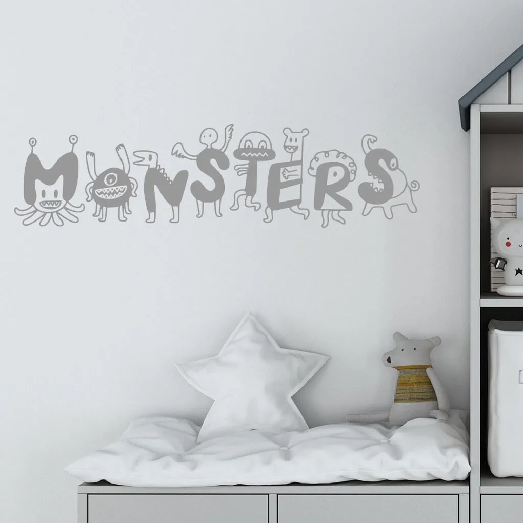 Veselá Stena Samolepka Monsters Farba: bílá, Veľkosť: 80 x 23 cm