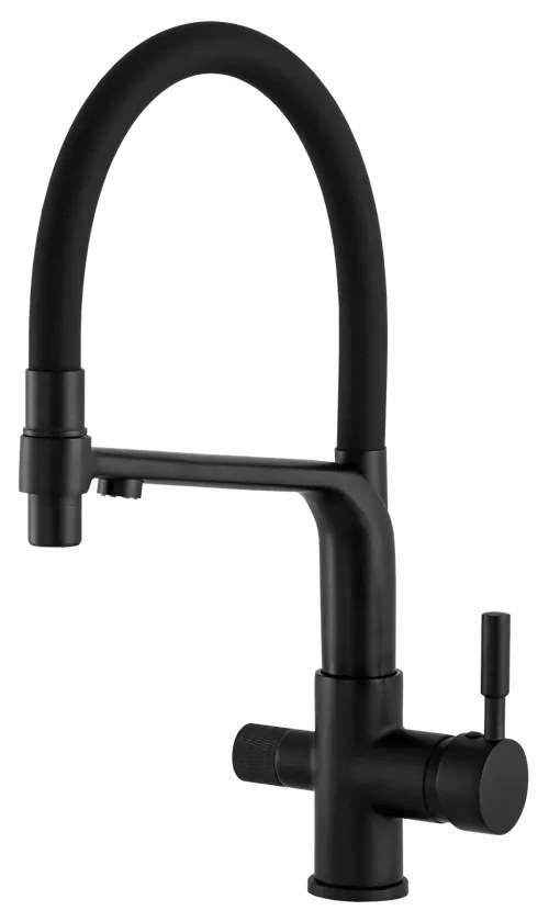 Gamma Vegas, trojcestná drezová batéria s pripojením na filtrovanú vodu, čierna, GMA-BVSKF-BK