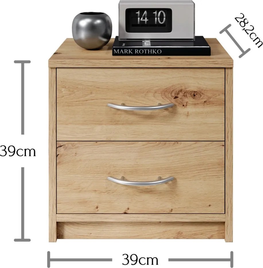Nočný stolík s 2 zásuvkami Pepe, dub artisan