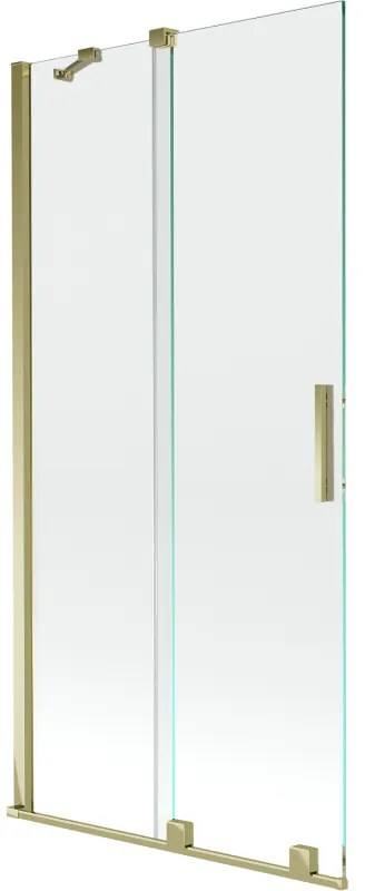 Mexen Velar, 2-krídlová posuvná vaňová zástena 90 x 150 cm, 8mm číre sklo, zlatý lesklý profil, 896-090-000-01-50