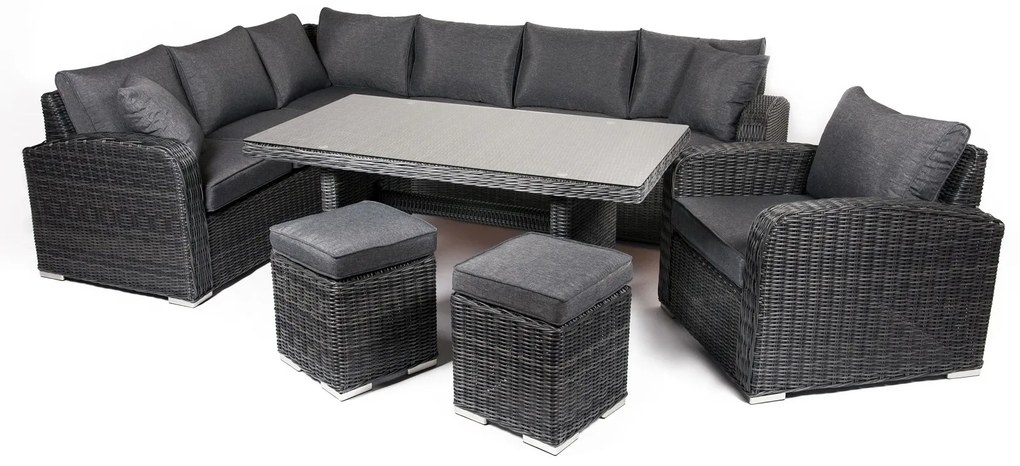 Rohová súprava BELMONT s kreslom tmavosivá verzia rohu: pravý roh