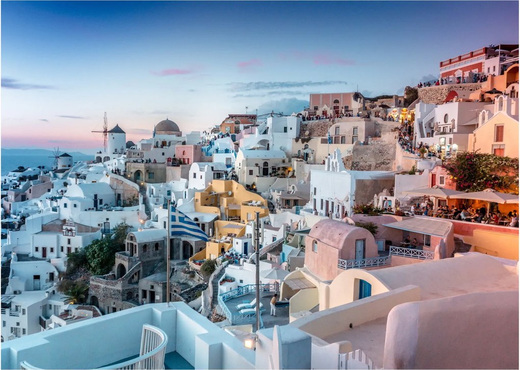 Obraz - Súmrak v Santorini (70x50 cm)