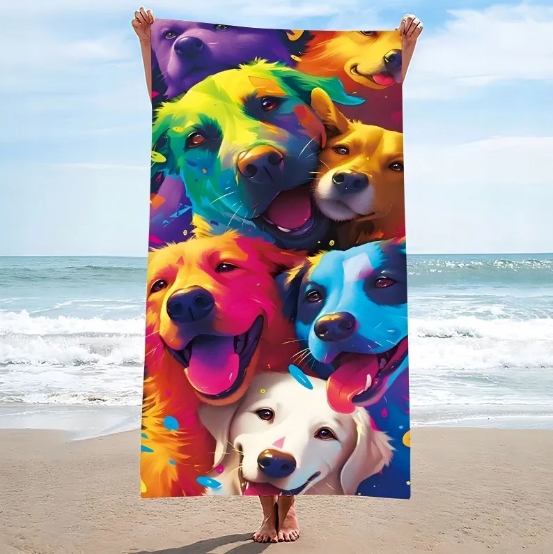 Plážová osuška WOOF 100x180 cm farebná, 100% mikrovlákno