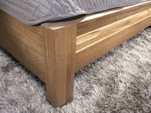 Dvoulůžková postel Velvet II 76 160x200 z masivu s LED osvětlením dub Rustikal/béžová