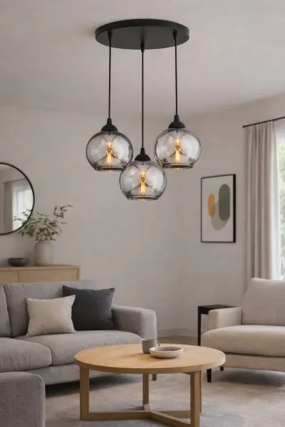 Brilagi - Luster na lanku DIOR 3xE27/60W/230V čierna/dymová sivá