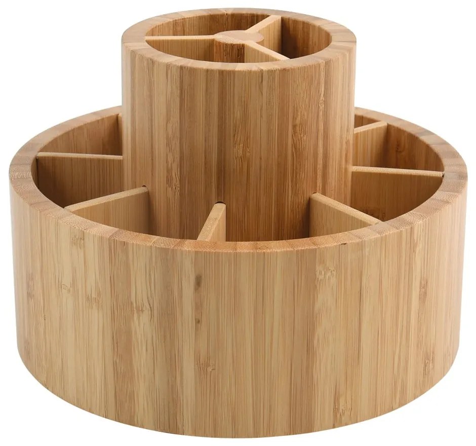 Bambusový kúpeľňový organizér na kozmetiku/otočný v prírodnej farbe Isalys – MSV