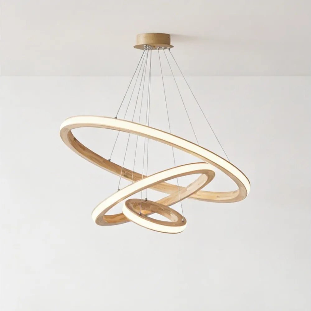 Brilagi - LED závesný drevený luster UMEA WOOD na lane LED/45W/230V, priemer 60 cm