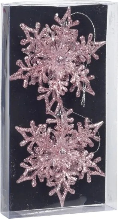 Snehové vločky – ružové 2 ks 11 cm