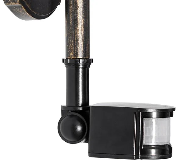 Vonkajšia nástenná lampa starožitné zlato IP44 vrátane snímača pohybu - Daphne