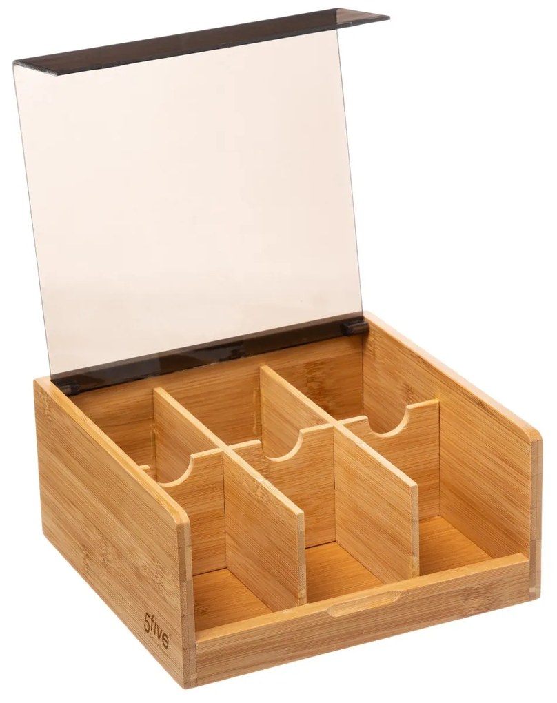 Drevený organizér na čaj Modern, 21,5x21x10 cm