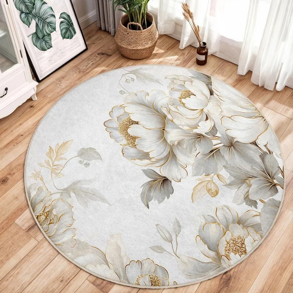 Prateľný okrúhly koberec vo svetlosivej a béžovej farbe ø 80 cm Soft and Gentle – Mila Home