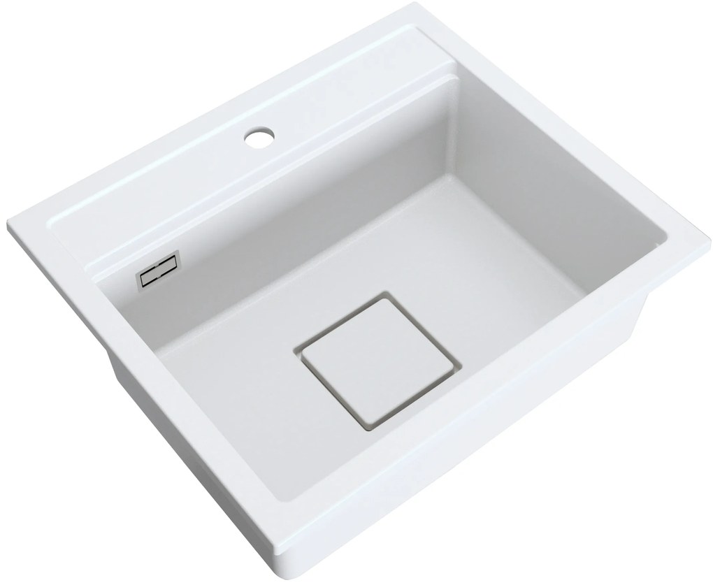 Gamma Quadro 5850, 1-komorový granitový drez 580x495x220 mm, biela, GMA-ZLE000234