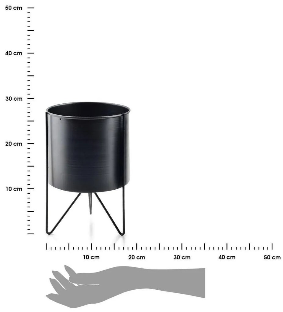Čierny stojan na kvety Swen Cylindre 26 cm