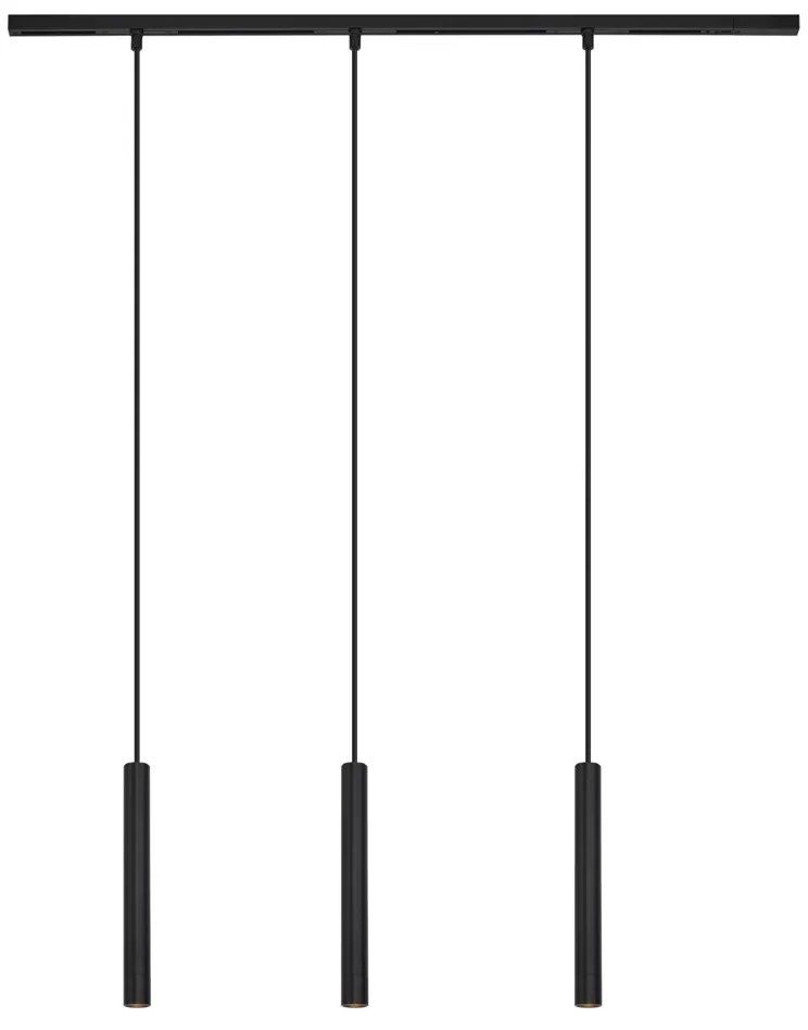 Moderný koľajnicový systém s 3 čiernymi závesnými svetlami 1-fázový - Slimline Keno