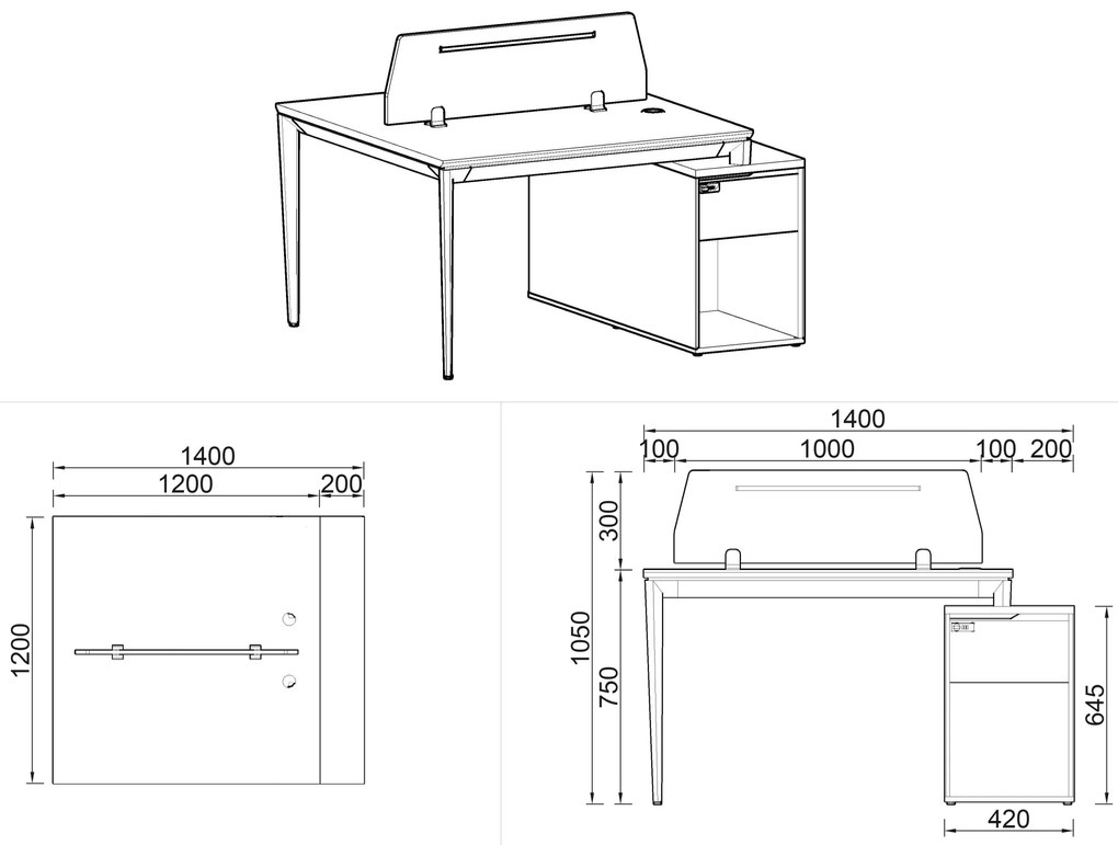 Kancelársky set pre 2 osoby Houseland Profit Max 04 1412 dub/biela