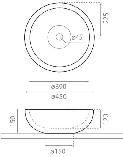 Bathco 00318 - Umývadlo na dosku PUKET Ø 45 cm kameň/béžová