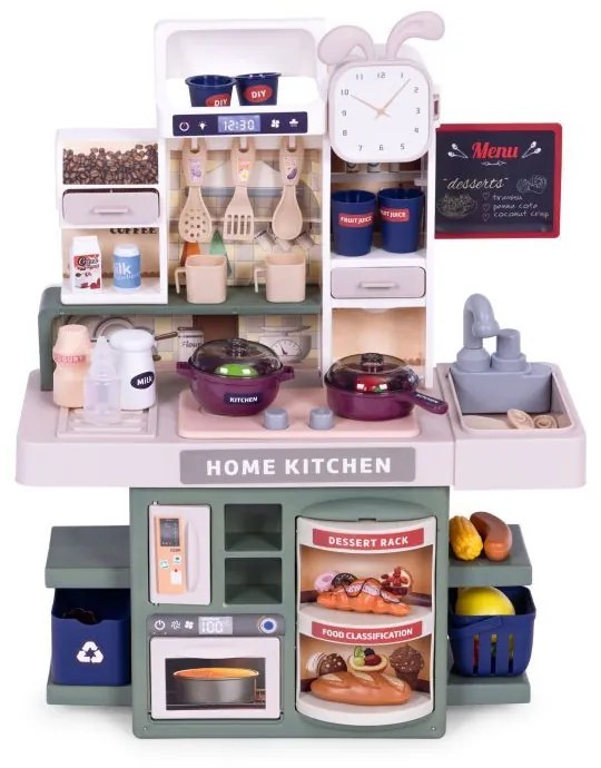 Kompaktná detská kuchynka s LED a generátorom pary + 35 ks doplnkov