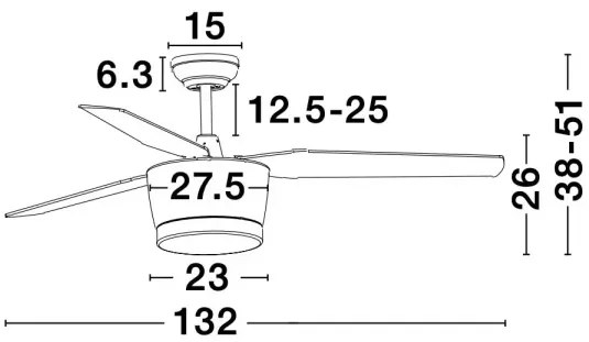 Stropný ventilátor Monsoon 13.2 hnedá s diaľkovým ovládaním