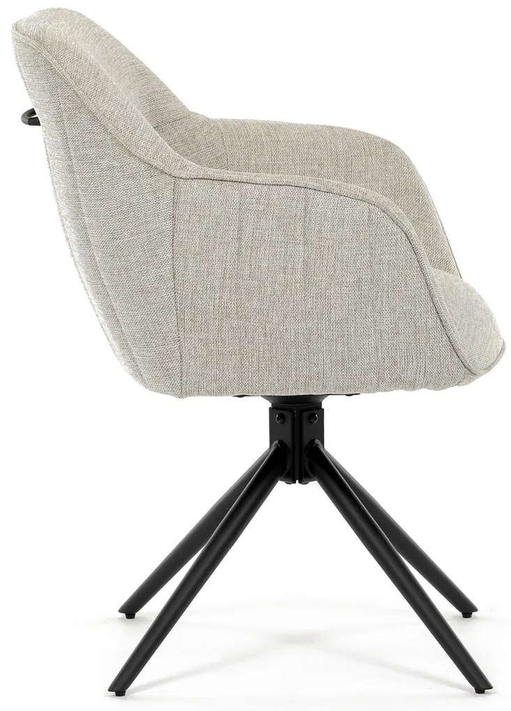 Autronic - Židle jídelní a konferenční, krémová látka, černé kovové nohy, otočný mechanismus - HC-536 CRM2 AKCE