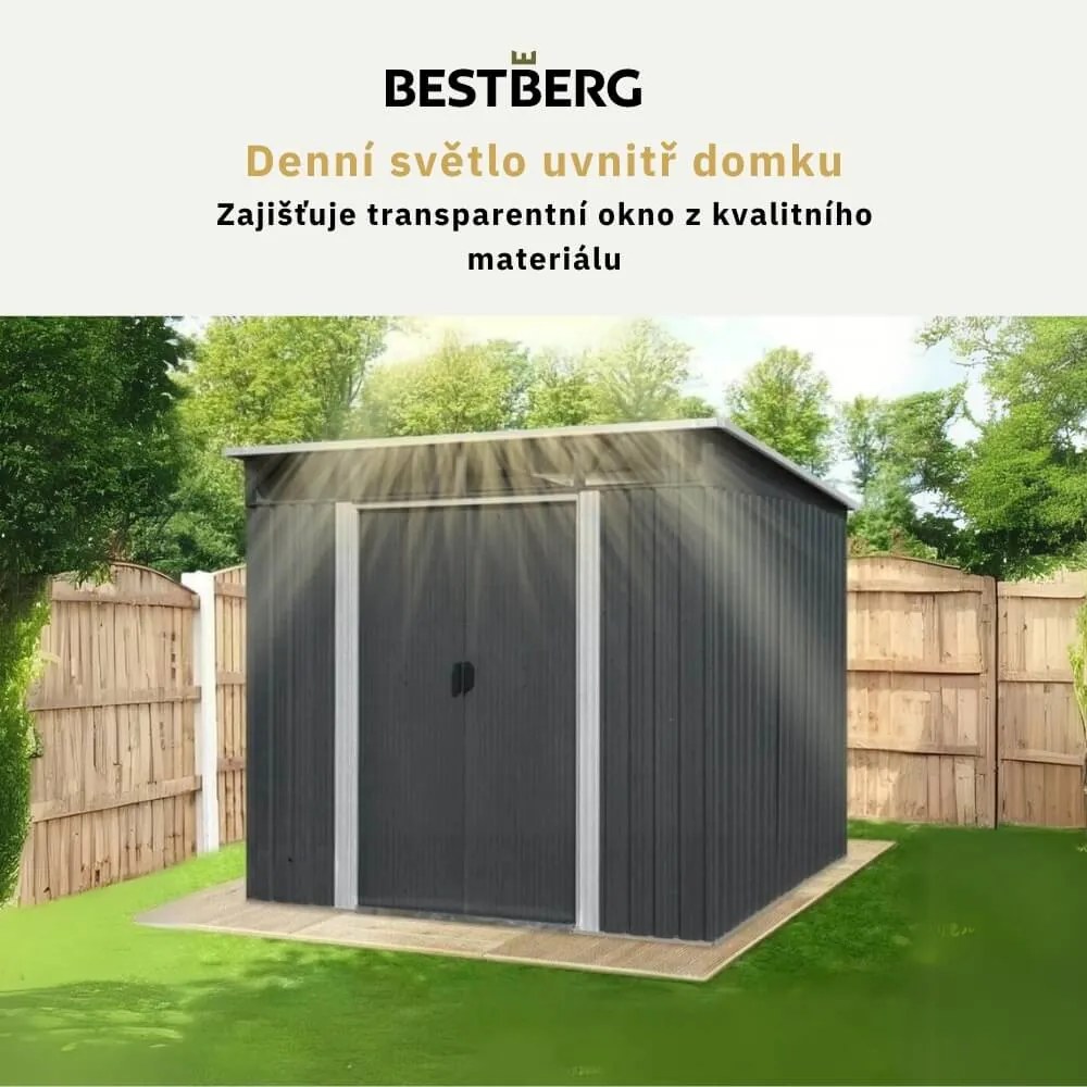 Záhradný domček BestBerg ZDSL-6A / 6,6 m² / 238 x 279 x 203 cm / sivá