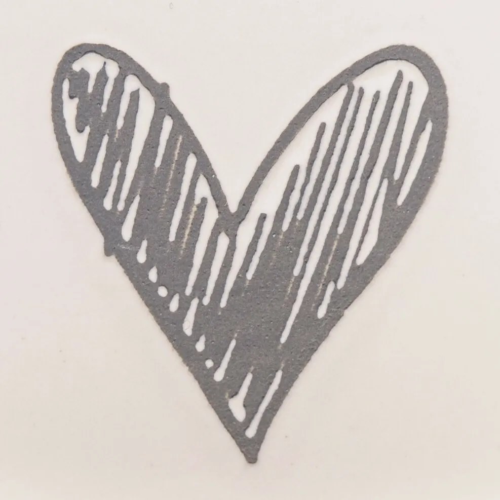 Súprava 6 keramických hrnčekov Srdiečko II, 90 ml, sivá