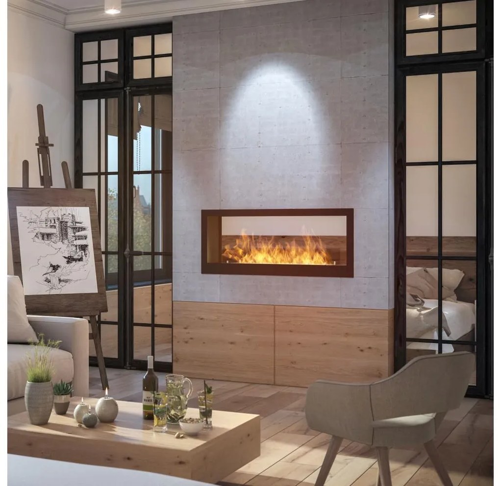 InFire - Vstavaný BIO krb 120x50 cm 3kW obojstranný
