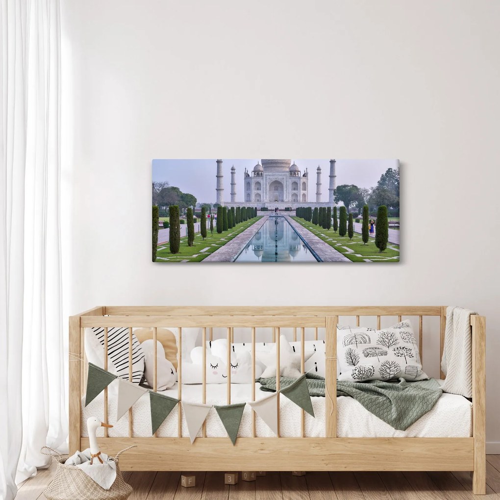 Obraz - Taj Mahal za východu slnka (120x50 cm)