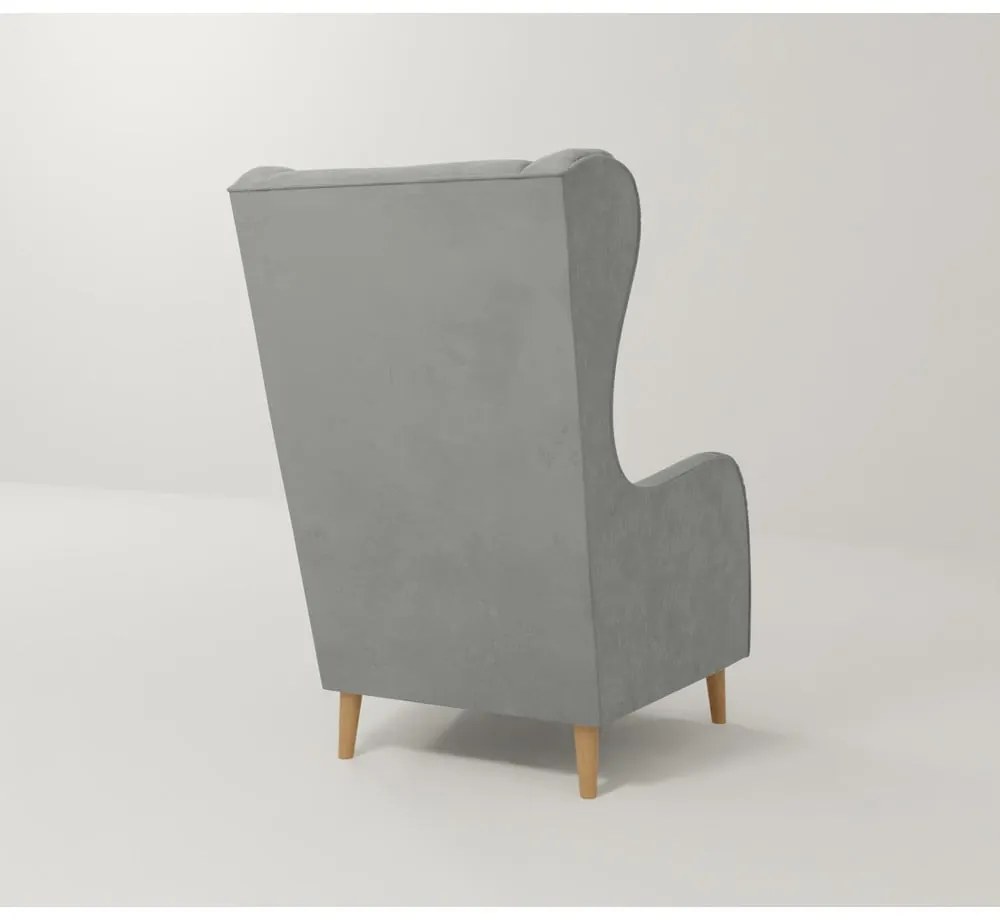 Svetlosivé zamatové kreslo ušiak Carole – Ropez