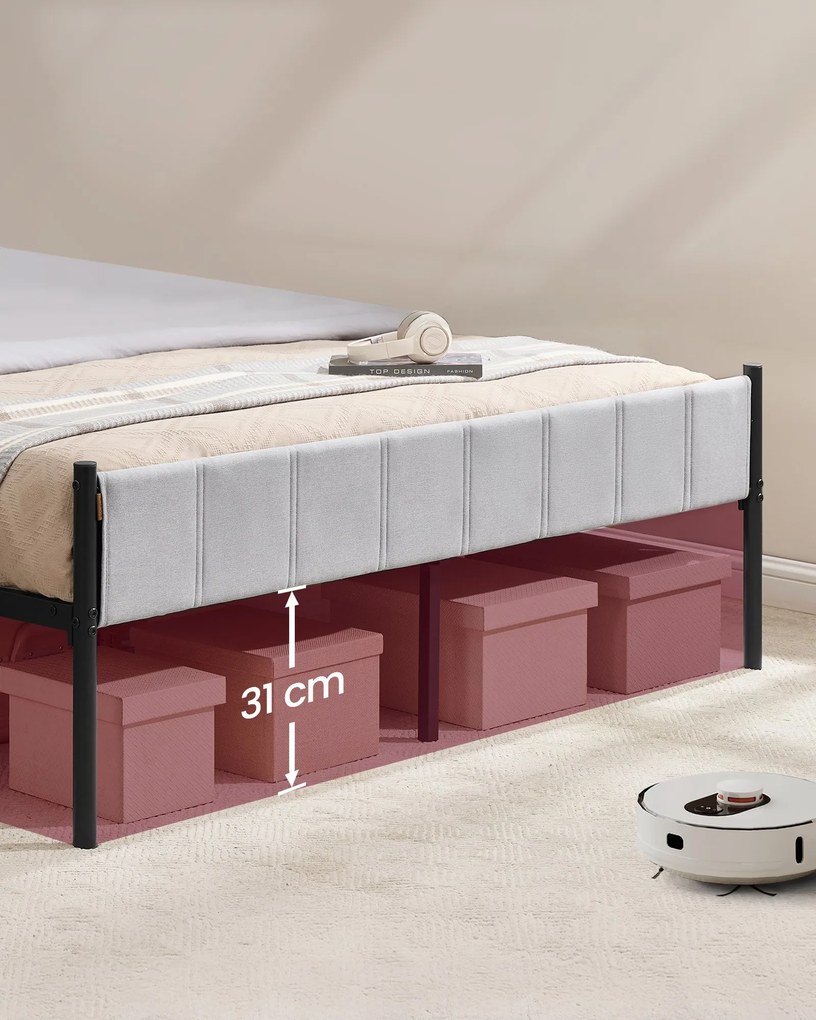 Rám manželskej postele VASAGLE 140 x 200 cm s oceľovými lamelami, sivá RMB975G01